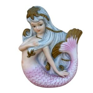Vintage EHTF LEFTON CHINA KW1634 Mermaid Wall Pocket / Plaque Collectible Rare
